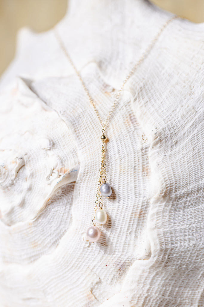 Multi Color Pearl Drop Necklace - Main Image