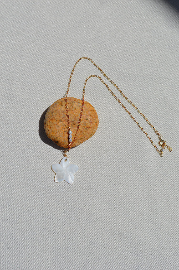Plumeria White Pearl Necklace | Denise Designs Jewelry