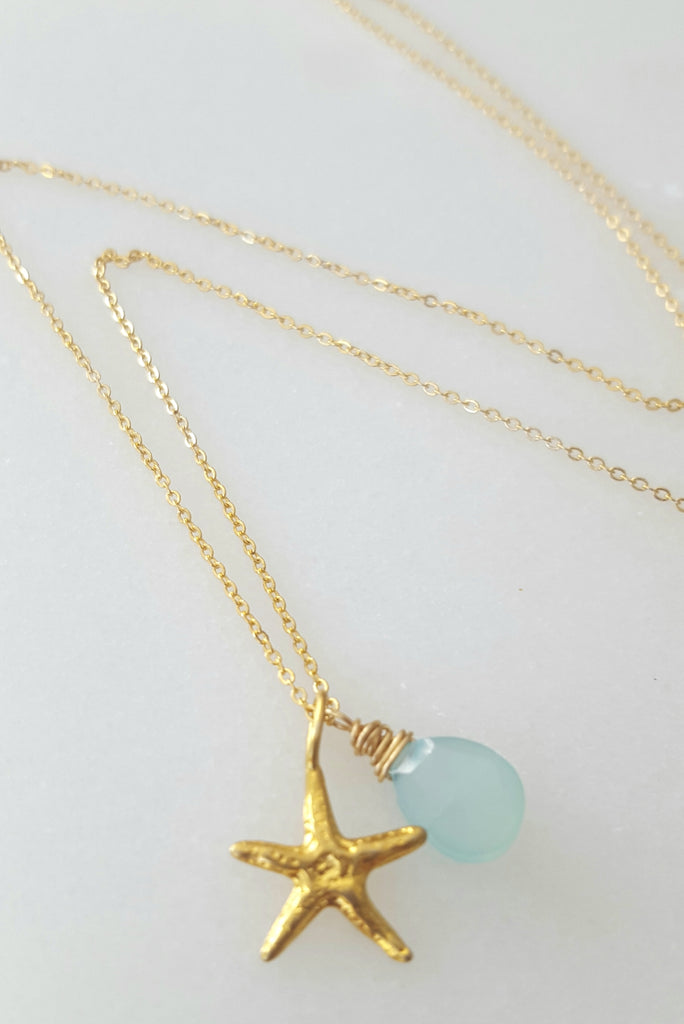 Nautical Jewelry White Gold Starfish Pendant PESL46 - Churchwell's Jewelers